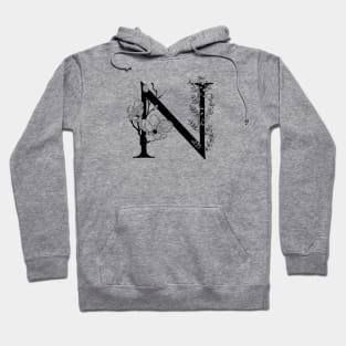 Letter N Monogram - Floral Initial Hoodie